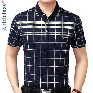 Summer Polo Shirt Men Short Sleeve Polos Shirts Plaid Slim Fit Mens Pol Clothes Dress Bodybuilding Streetwear Poloshirt 1780 220402