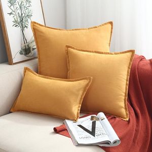 Cushion/Decorative Pillow Soft Suede Cushion Cover Pink Grey Beige Green Bedroom Sofa Decoration PillowCase 30x50cm/45x45cm Pillows W220412