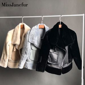 Women fashion Genuine leather jacket winter warm fur coat sheepskin wool jackets plus size sheep shearling 201030