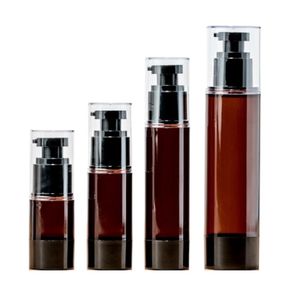 15ml 30ml 50ml 100ml AS Brown Airless Plastic Bottle Vacuum Lotion Pump Fine Mist Spray Nozzle Cosmetic Containers Travel Refillable Packaging Bottles