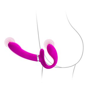 Vibrador vibratório sem alça de alça de vibração de vibrador de vibração dupla na penetração brinquedos de bunda anal para casais lésbicas