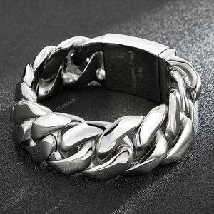 Cadeia de link Jóias fortes de joias pesadas prata aço inoxidável aço cubano pulseira de pulseira masculina 24mm 24mm 8,85 polegadas de alta qualidade de pulseira de pulsellink Lars22
