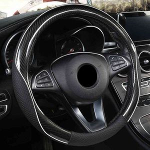 38Cm Universal Accessories Interior Steering Wheel Cover Volante Deportivo Auto Carbon Fiber Funda Volante Coche Wholesale J220808