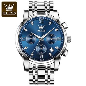 2858 Olevs Wrist Watch Manufacturer Sier Stainls Steel Band Chronograph Watch Man Waterproof Watch