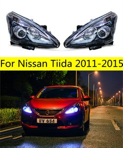 Faróis de carro para nissan tiida 20 11-20 15 led farol alto baixo feixe luzes running drl nevoeiro cabeça lâmpada acessórios