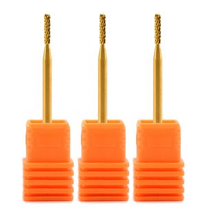 MAOHANG Wholesale Pro 3pcs/Lot Electric Gold Carbide Cutter Nail Drill Bit Manicure Machine Accessory For Cuticle Clean Care