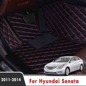 Per Hyundai Sonata YF 2014 2013 2012 2011 Tappetini per auto Interior Styling Coperture impermeabili personalizzate Tappeti in pelle Decorazione H220415