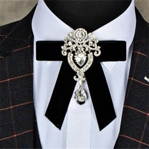 Luxury Diamond Tie Alloy Bridal Groom Dress Bowtie Fashion Retro Velvet Bow Ties 5 colors selling W220323