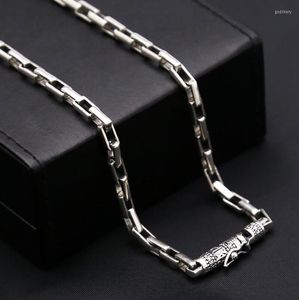 Kedjor 5mm S925 Sterling Silver Checkered Chain Halsband Män manlig ren thailändsk rektangel Cross Link Jewelry Giftchains Godl22