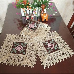 European Water Soluble Lace Washable Placemat Table Mat Fruit Coaster Insulation Pad Embroidered Tea Tray Set Dust Cloth T200703