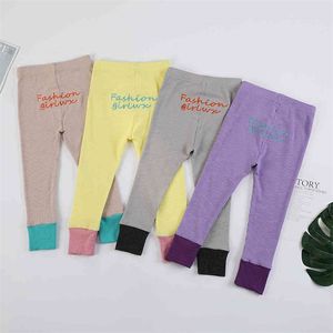 Garotas Leggings Calças de retalhos de retalhos menina listrada calças finas da primavera Autumn Roupos para meninas 210412