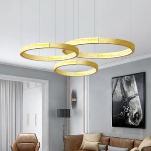 Pendant Lamps Lamp Living Room Golden Aluminum Chandelier Inside And Outside Luminous Buckle Restaurant Bar Table LampPendant