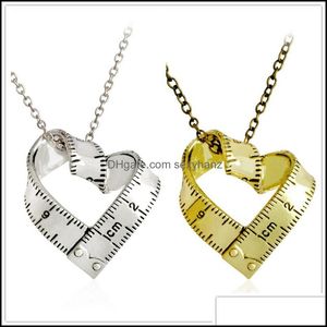 Hänge halsband hängsmycken smycken sier guld färg läcker söt kärlek hjärta mätband utforska rer halsband vintage drop leverans 2021