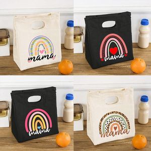Bolsas de almacenamiento Rainbow Mama Portable Bold de almuerzo Termal Aislada Bento Caja de bento Corrador Hommacle Picnic Contenedor de alimentos Mother Gifts Storage