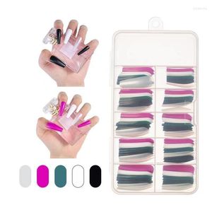 FALSE NAILS Mix Colors återanvändbara fullt omslagsspik Tips 100st Long Extenion Art Supplies Accessories Tryck på falska nagelverktyg Prud22