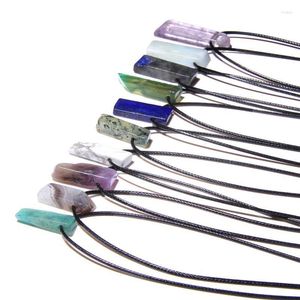 Pendant Necklaces Design Natural Stone Slice Point Beads Necklace Raw Aquamarines Amethysts Turquoises For Women Men Jewelry