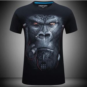 Мужская футболка футболка D печать мужская и женщина с тем же животным обезьян с коротким рукавом смешной дизайн повседневный топ графические футболки