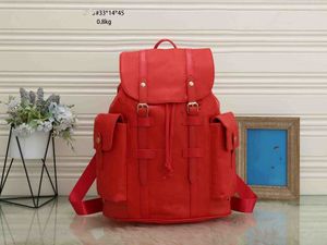 HH Designer röd prägling ryggsäckar handväskor män kvinnor äkta läder ryggsäckar skolväska mode lady ryggsäck bakpaket presbyopiska ryggsäck axelväskor