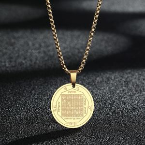 Pendant Necklaces Vintage Magic Square Moon Necklace For Men Women Stainless Steel Occult Charm Choker Chain Jewelry GiftsPendant