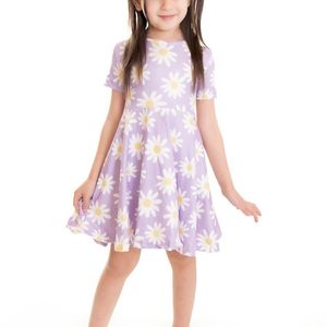 Girlymax Baby Girls Milk Silk Ruffles Twirl Dress Floral Rainbow Tie dye Print Knee Length Kids Clothing Short Sleeve 220707