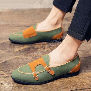 Loafer'lar Elbise Ayakkabıları Erkek Double Monk Strap Kanvas Parti Ayakkabıları Erkekler için 2022 Heren Schoenen
