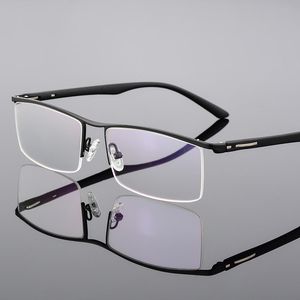 Mode Sonnenbrillen Rahmen Legierung Rahmen Gläser Browline Männer Business Stil Halbrand Brille Mit Feder Scharniere Rechteck Brillen