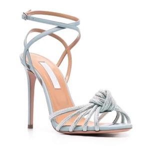 Sommarmodemärken Celeste Sandals Elegant Women Bridals Wedding High Heels Lady Crystal Strappy Leather Pumps With Box EU 35-43 Luxury Shoes