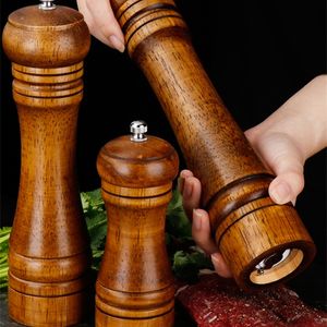 5" 8" 10" Salt and Solid Wood Spice Pepper Mill with Strong Adjustable Ceramic Grinder Kitchen Cooking Tools 220727