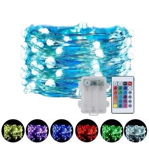 Fairy Garland RGB 16 Färger Byt LED String Light 5M Battery Remote Control Christmas Outdoor Decor Party Wedding Lamps Y201020