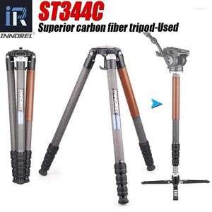 Used-ST344C Professional Carbon Fiber Tripod Monopod With Ballhead Fluid Head For Digital Camera DSLR Max Load 35kg Tripods Loga22