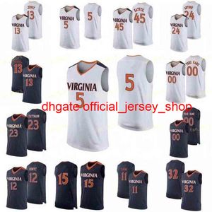 College NCAA Virginia Basketball Jersey 41 Wally Walker 44 Sean Singletary 45 Austin Katstra 5 Curtis Staples Custom Stitched