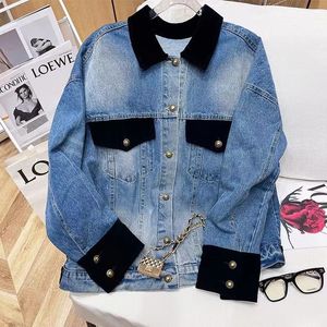 WT108-Women's Jackets brand Designer spliced denim jacket Women's European station early spring 2022 new small fragrance vintage jacket