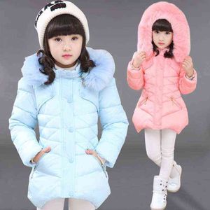 子供のためのコットンアウターウェア新しい子供のための冬のジャケットを服する女の子のための厚い暖かいジャケット長い袖ジャケットJ220718