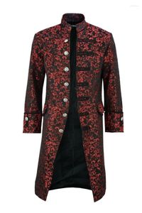 Erkek trençkotlar erkekler ceket steampunk Victorian hırka ceket retro tek göğüslü uzun artı boyutta giyim 5xl viol22