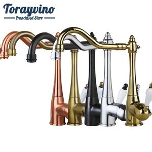 Kitchen Sink Faucet Mixer TAPS ANTIK COPPER CHROME Orb Gold Finish Swivel Brass Deck Mounted Tap Cold Mixer T200710