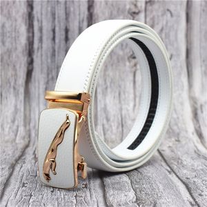 Cow Leather Men s Automatic Buckle Belt Blue white brown black red 3 5CM Width Designer for Men 90 130CM Trouser s 220712