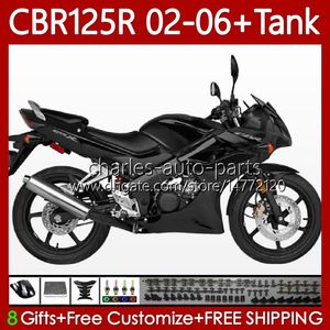 Carrozzeria + coperchio del serbatoio per HONDA 125CC CBR-125R CBR 125 R CC CBR125R 02 03 04 05 06 Corpo 124No.59 CBR-125 CBR 125R 2002 2003 2004 2005 2006 CBR125RR 02-06 Carenatura nero lucido