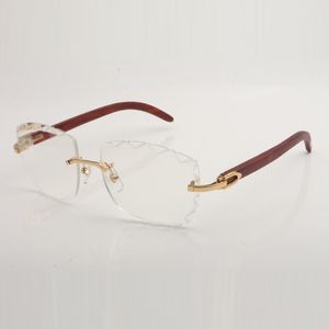 Neues Design, geschliffene Brillenfassungen mit klaren Gläsern, 3524028, Holzbrillen, Bügel, Unisex, Größe 56–18–140 mm, kostenloser Expressversand