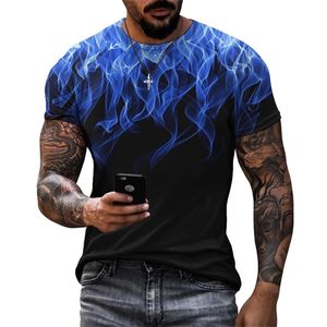 Sommer Persönlichkeit 3D Druck T-shirt Flamme Muster für Männer Straße Hübscher Menswear Kurzen Ärmeln Mans Casual T-shirt Tops T 220607