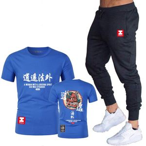 Herrspårsparpar japanska harajuku gatukläder urban stil kortärmad t-shirt kostym hip-hop casual bomull ito överdimensionerad