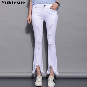 woman s with high waist flare woman mom split up ripped hole women s jeans for women jean femme Plus size 210412