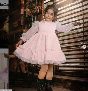 Polka Dots Girls Dress Winter Dress Autumn Manga longa Tutu Vestido de festa de aniversário para menina Elegante Princess Wedding Children Dresses G220518