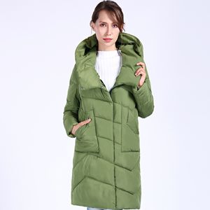 Spring Autum Womens Parka Warm Windproof Thin Women Coat Long Plus Size Quilting Cotton Standing Collar Jackets Outwear 201125