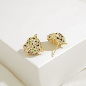 2024 di alta progettazione luce di lusso coreano S925 ago d'argento micro-set zircone testa di leopardo orecchini donne di lusso placcato oro 18 carati temperamento orecchino gioielli
