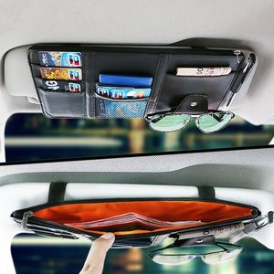 Auto-Organizer, Sonnenblende, Tasche, Leder, Sonnenschutz-Clip, Aufbewahrungstaschen, Karte, verglaster Stift, Bargeldhalter zum Auto-Verstauen, Aufräumen