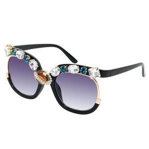 Солнцезащитные очки роскошные хрустальные квадраты Большой панк панк женщины алмазы солнечные очки.