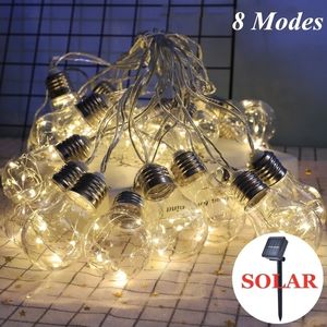 Solar Hanging LightsOutdoor Clear Bulb String LightsFairy Lights for Garden Gazebo Christmas By Wedding Party Decor Y200603