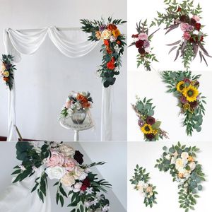 Decorative Flowers & Wreaths 2pcs Artificial Bouquet Wedding Arch Wreath Fake Flower For Backdrop Decoration Party Ceremony Welcome Wall Pro