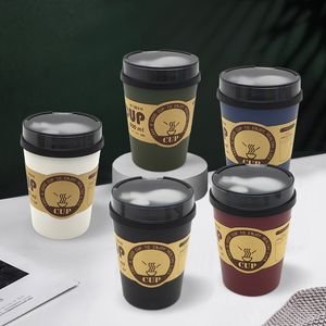 Tazze da colazione amichevoli con farina d'avena con coperchio Tazza da zuppa in plastica Studente Impiegato Tazze d'acqua sigillate Caffè Alto livello di aspetto Tazza di accompagnamento