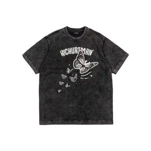 Gotycki zabawny druk ponadwymiarowy Mens T-shirt Summer Cool Unisex Hip Hop Tshirt Umyj czarny t-koszulka Tops 0615
